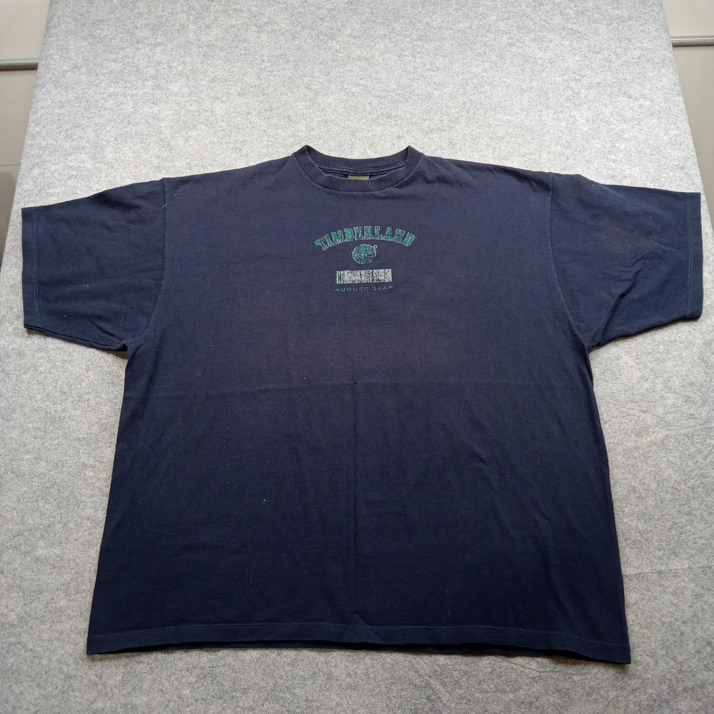 Vintage Timberland Shirt Mens 2XL Navy Blue USA Made Tree Logo Graphic 90s